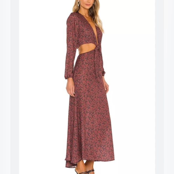 Revolve Burgundy Leopard Maxi Dress - Medium - Picture 2 of 8